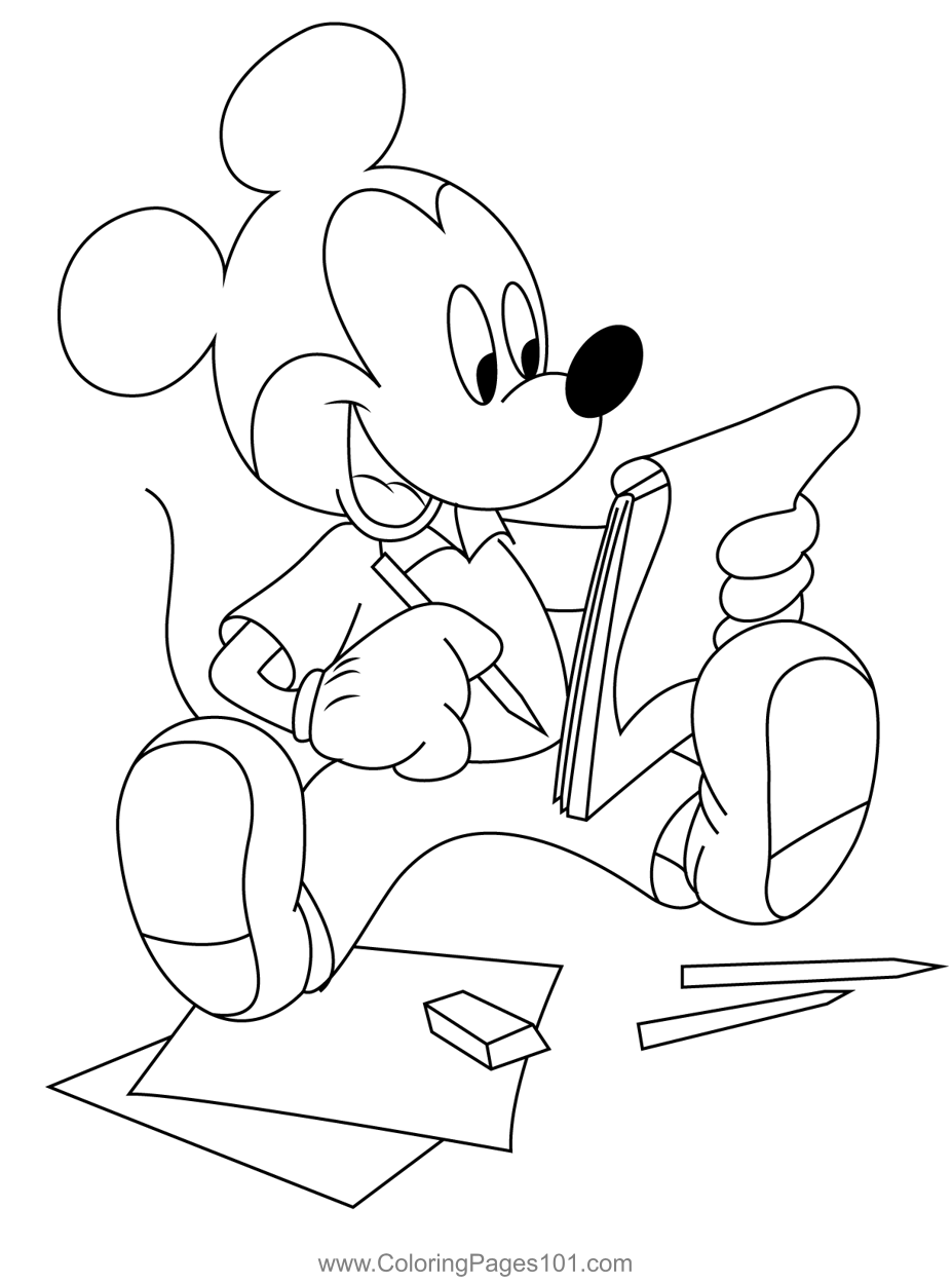 Mickey mouse notepad coloring page for kids