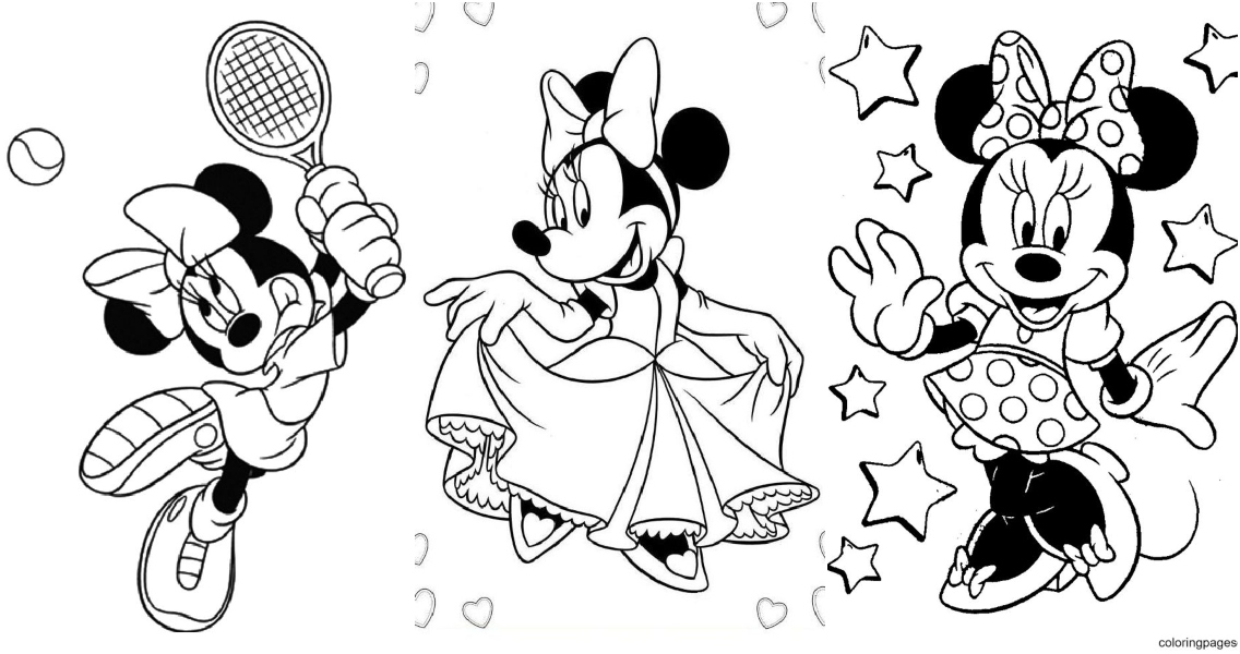 Free minnie mouse coloring pages for kids and adults