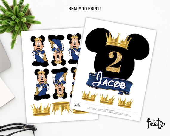 Royal mickey mouse centerpiece prince mickey birthday party royal prince party decor instant download editable template