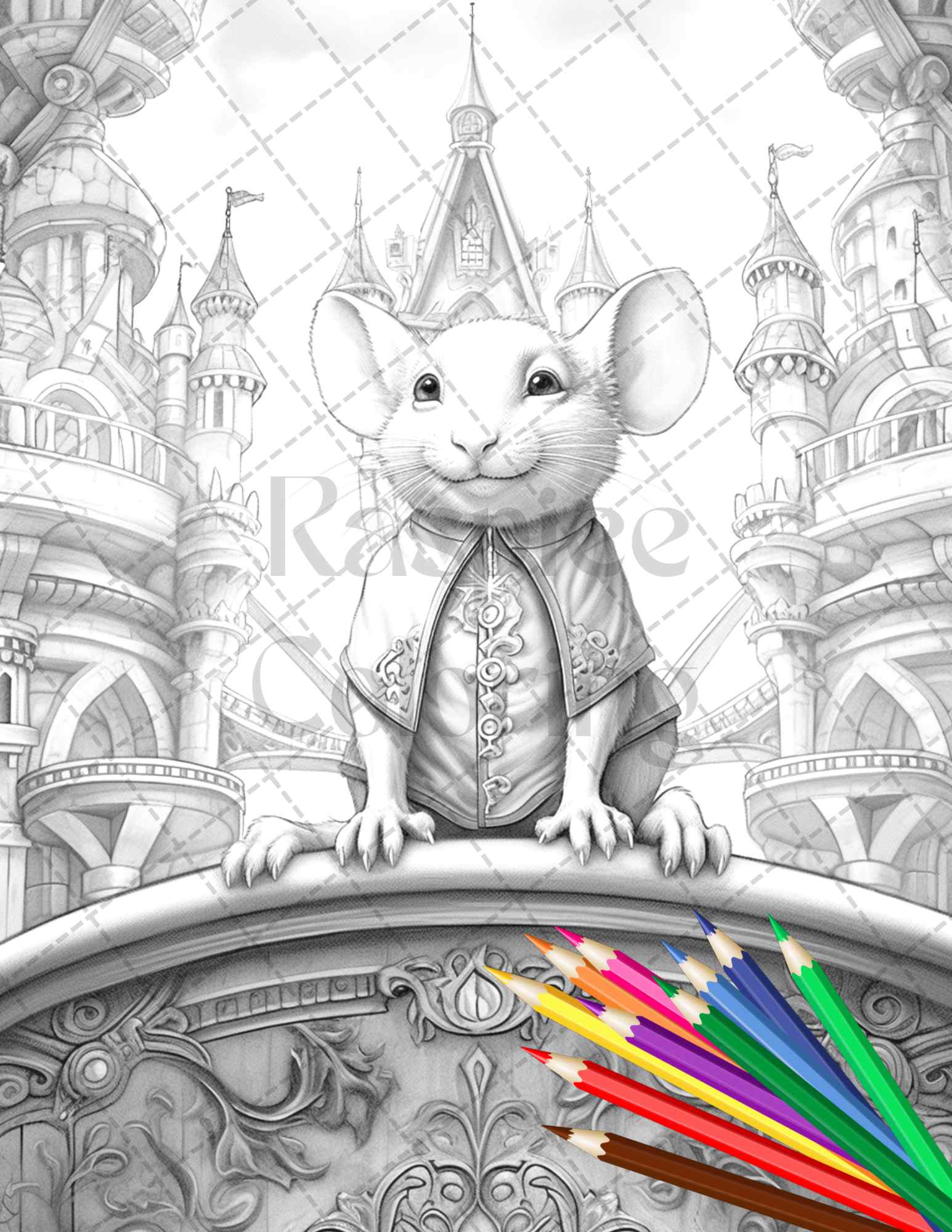 Little mouse prince grayscale coloring pages printable for adults â coloring