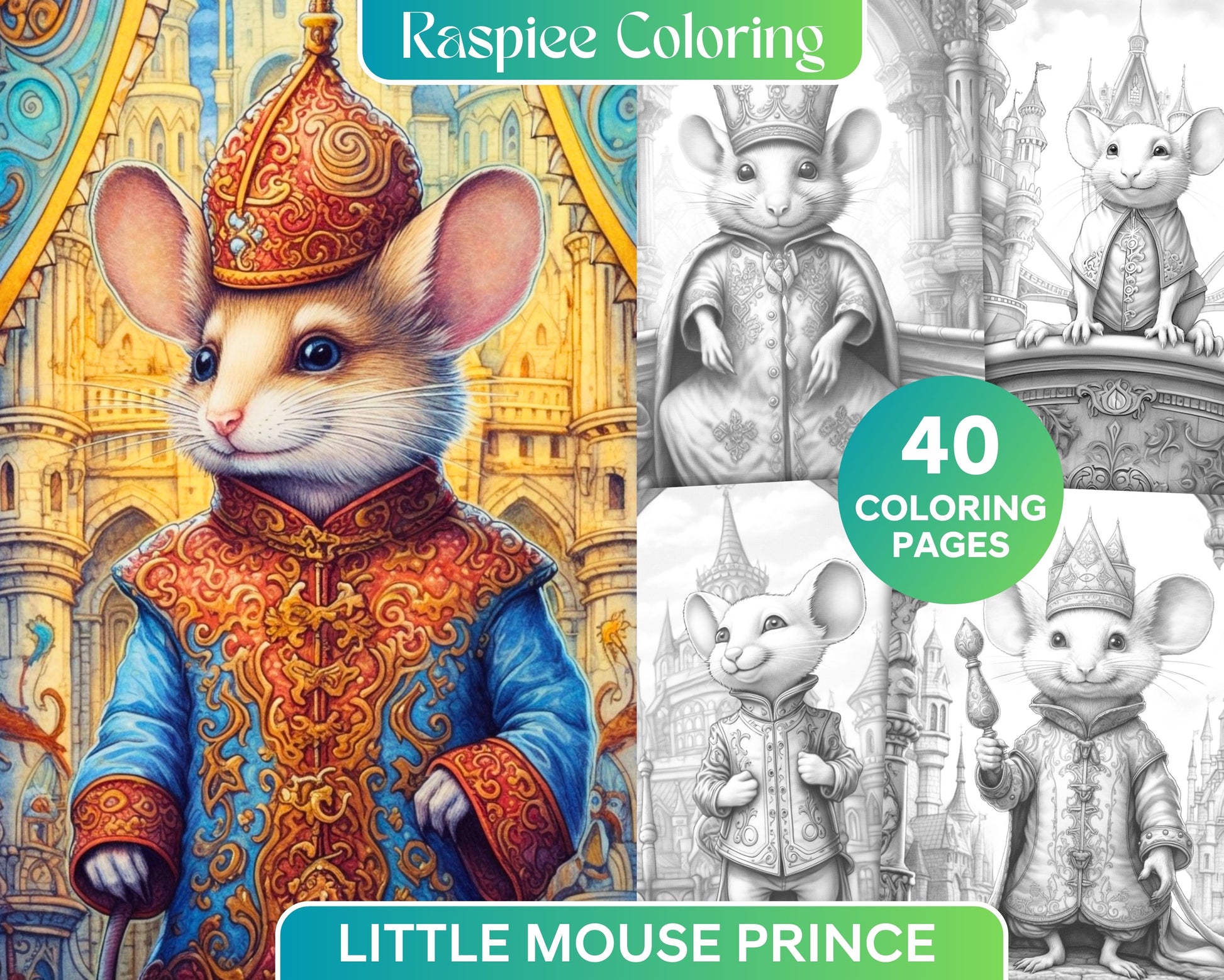 Little mouse prince grayscale coloring pages printable for adults â coloring