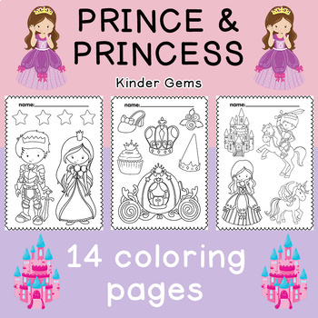 Prince and princess coloring pages for preschool and kindergarten