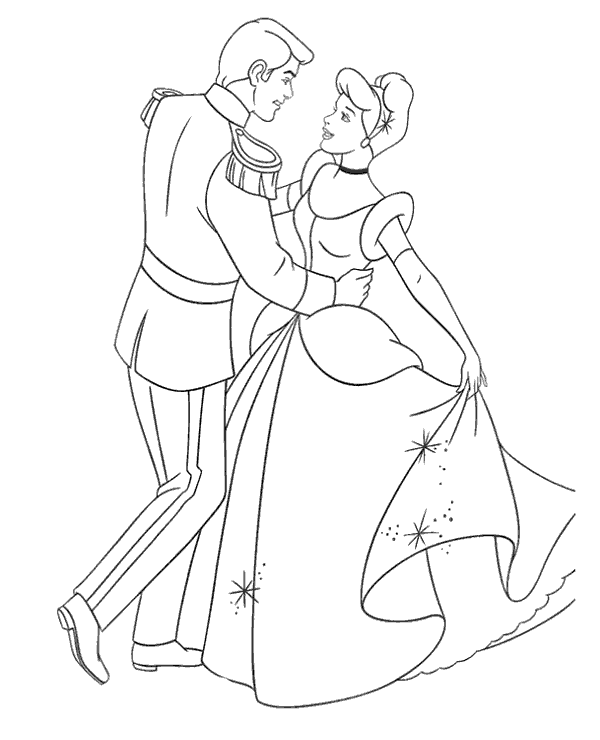 Princess dances with prince coloring sheet