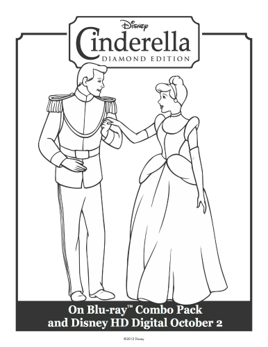 Cinderella and the prince printable coloring sheet