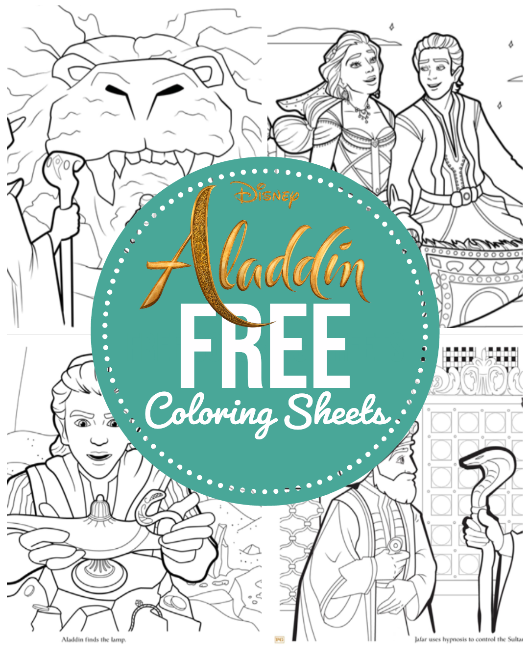 Aladdin and prince jasmine coloring pages