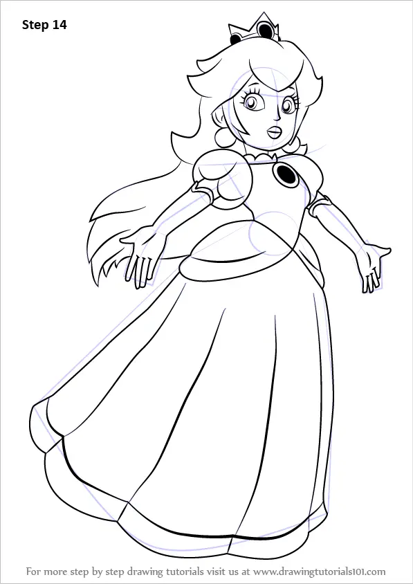 How to draw princess peach from super mario super mario step by step