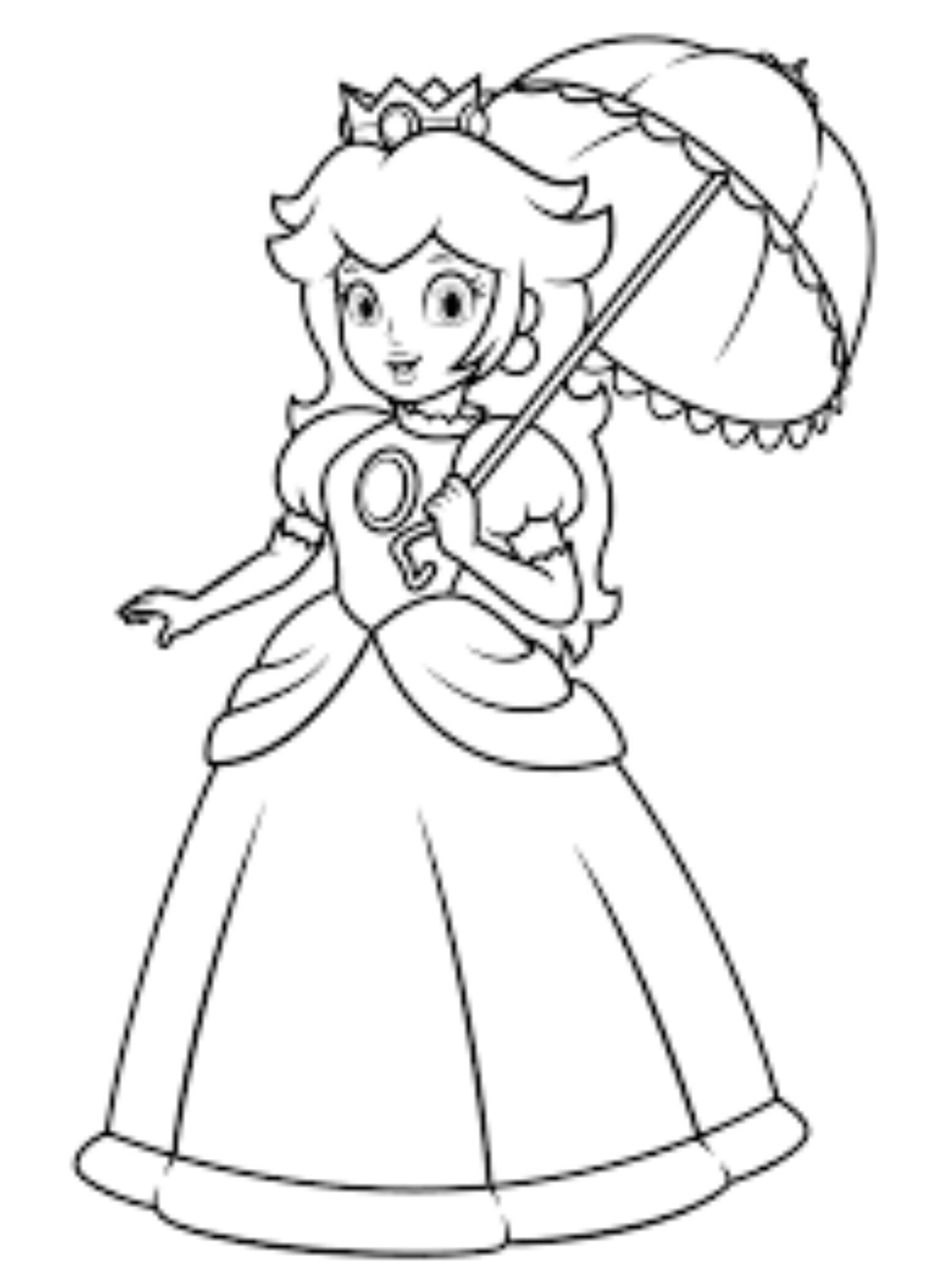 Princess peach digital download coloring page super mario bros