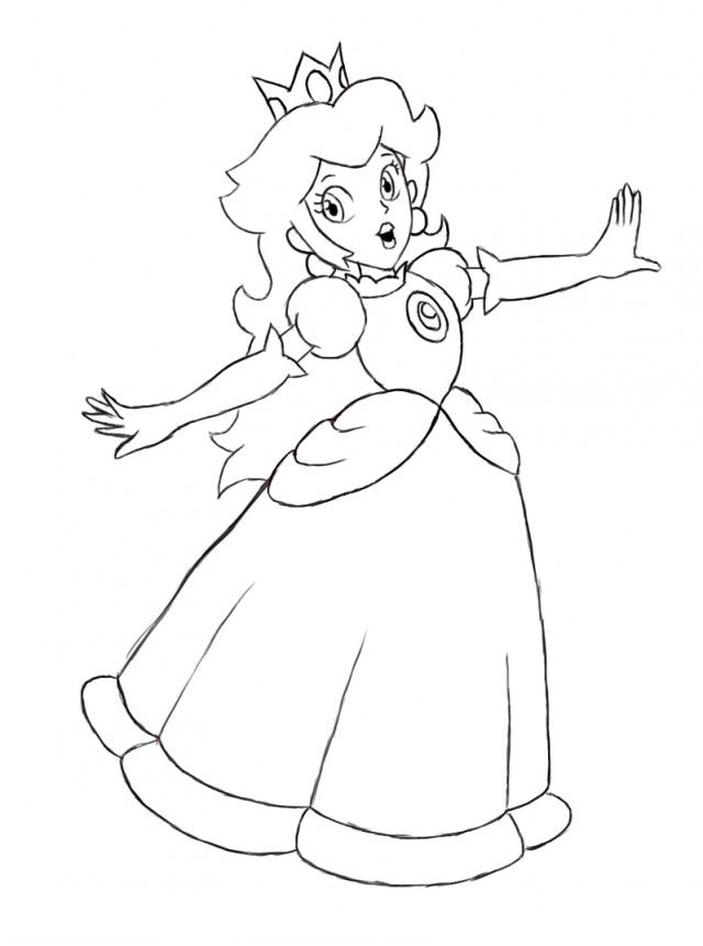 Mario princess peach drawing