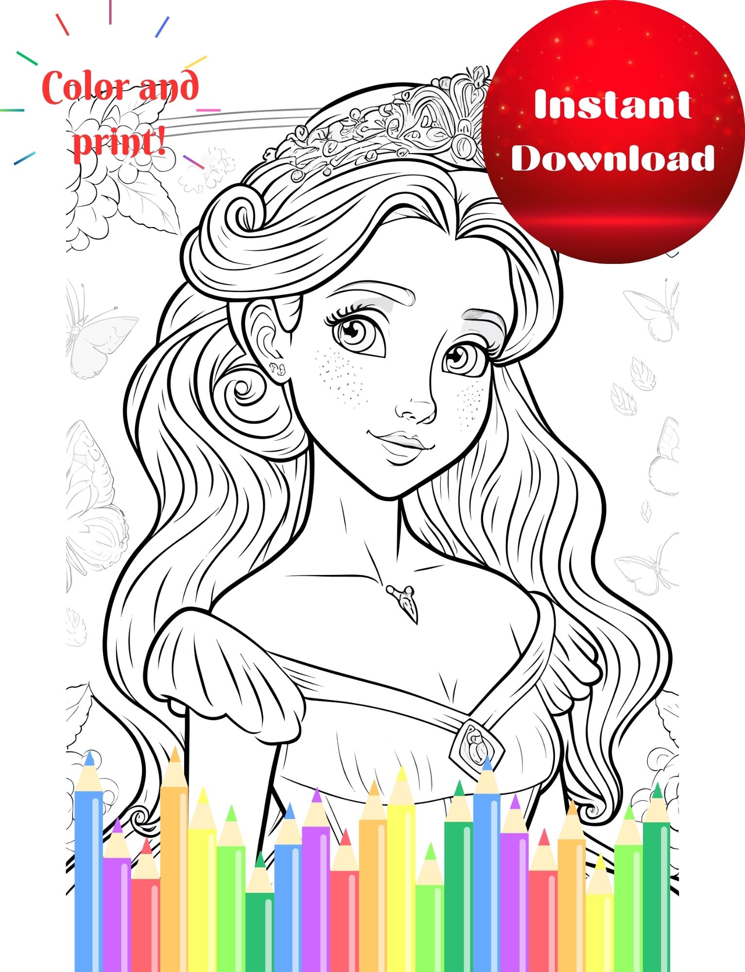 Princesas para colorear pãginas de colorear imprimibles descarga inmediata â color dreams