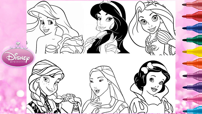 Disney princesses coloring pilation disney princesses coloring pages cada princesa disney pãginas para colorear princesas de disney