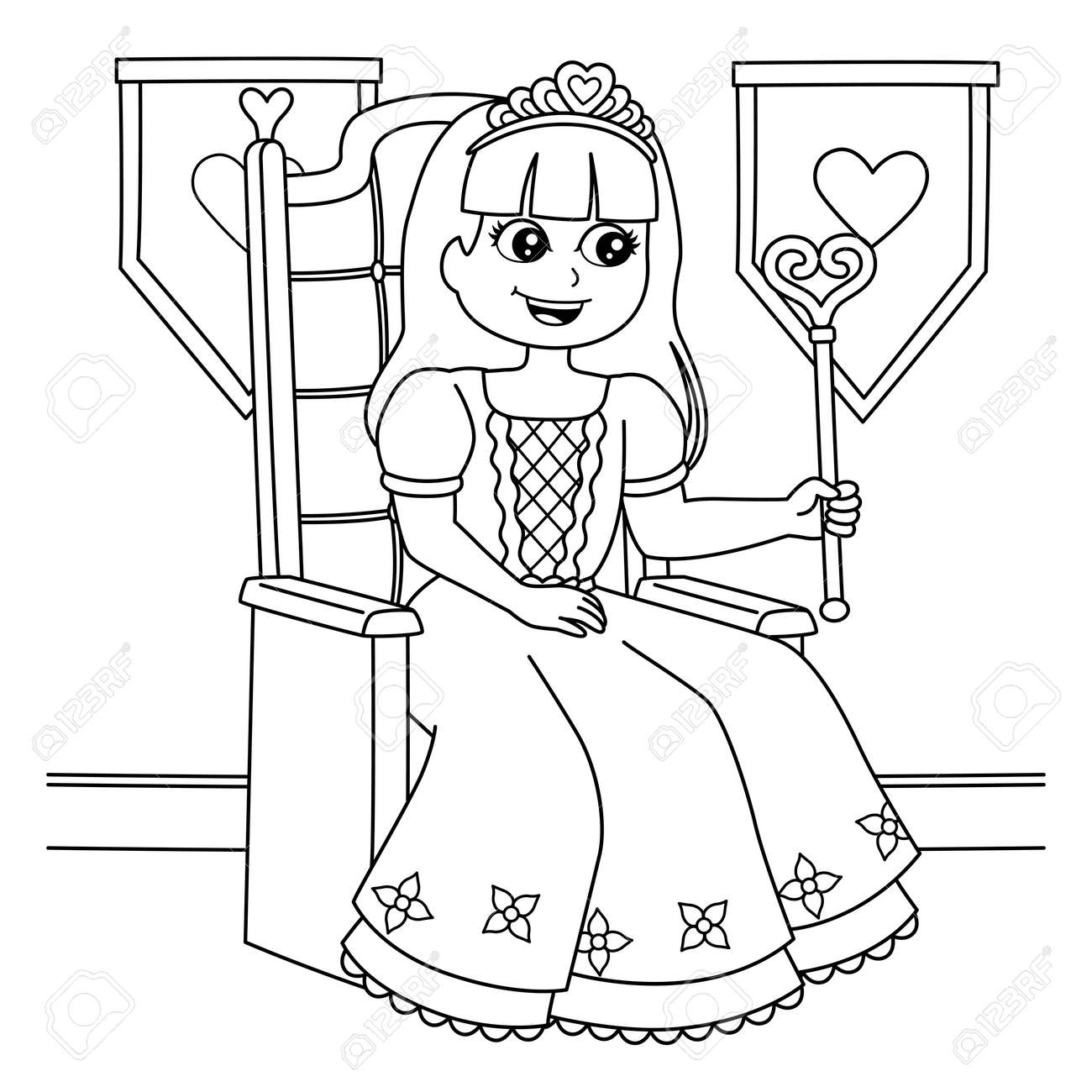 Princess coloring page for kids royalty free svg cliparts vectors and stock illustration image