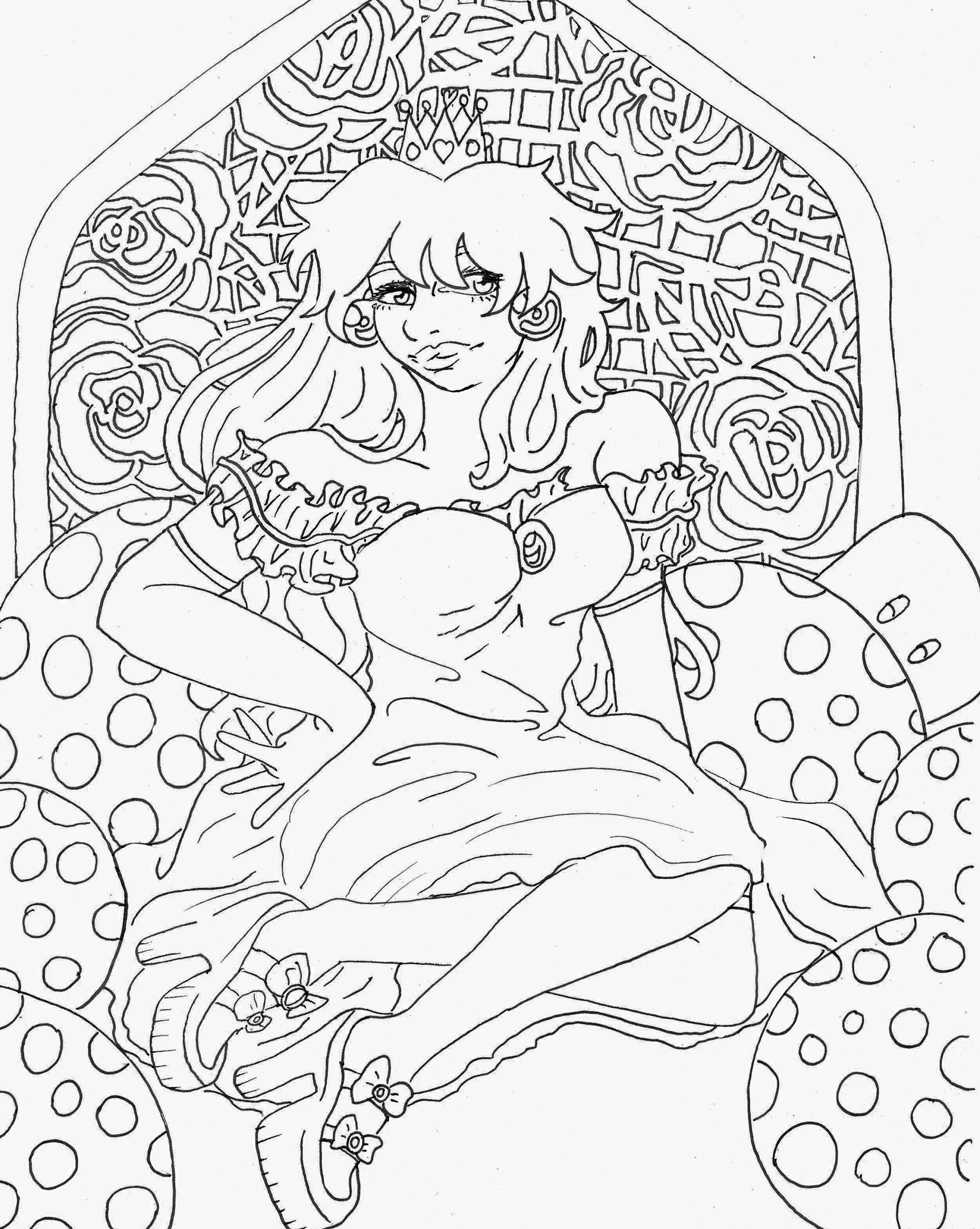 Princess peach pin up coloring page instant download