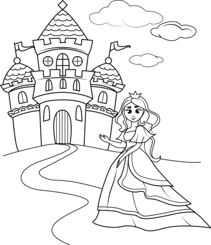 Princess castle coloring page free printable coloring pages