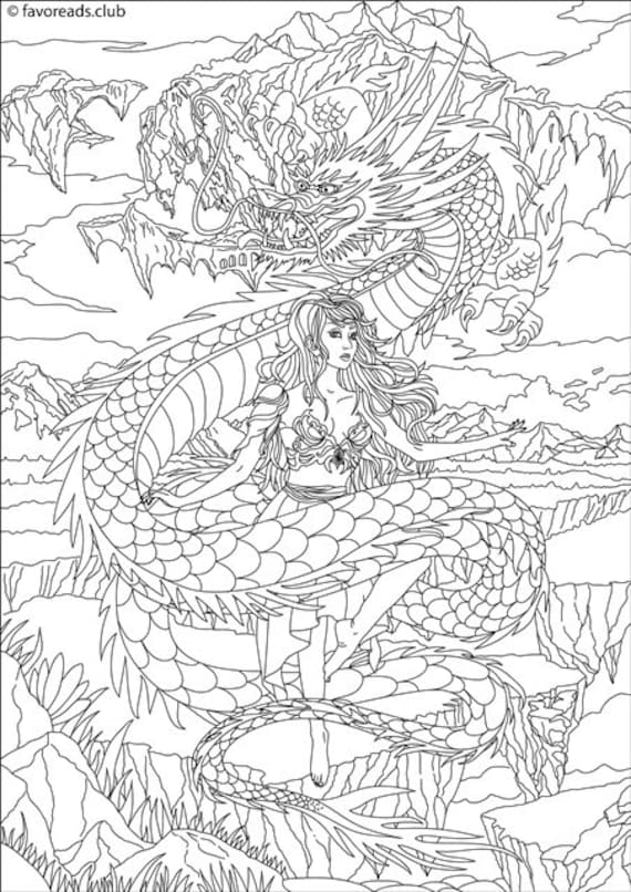 Dragon and princess printable adult coloring page from favoreads coloring book pages for adults and kids coloring sheets