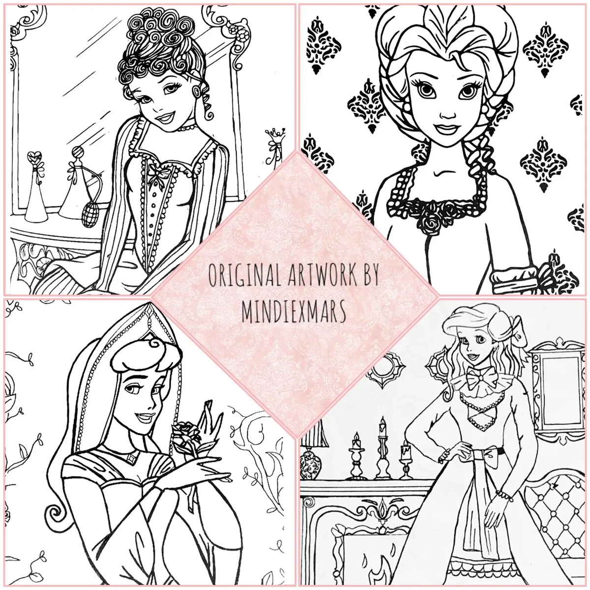 Disney princess through the decades adult advanced original coloring book