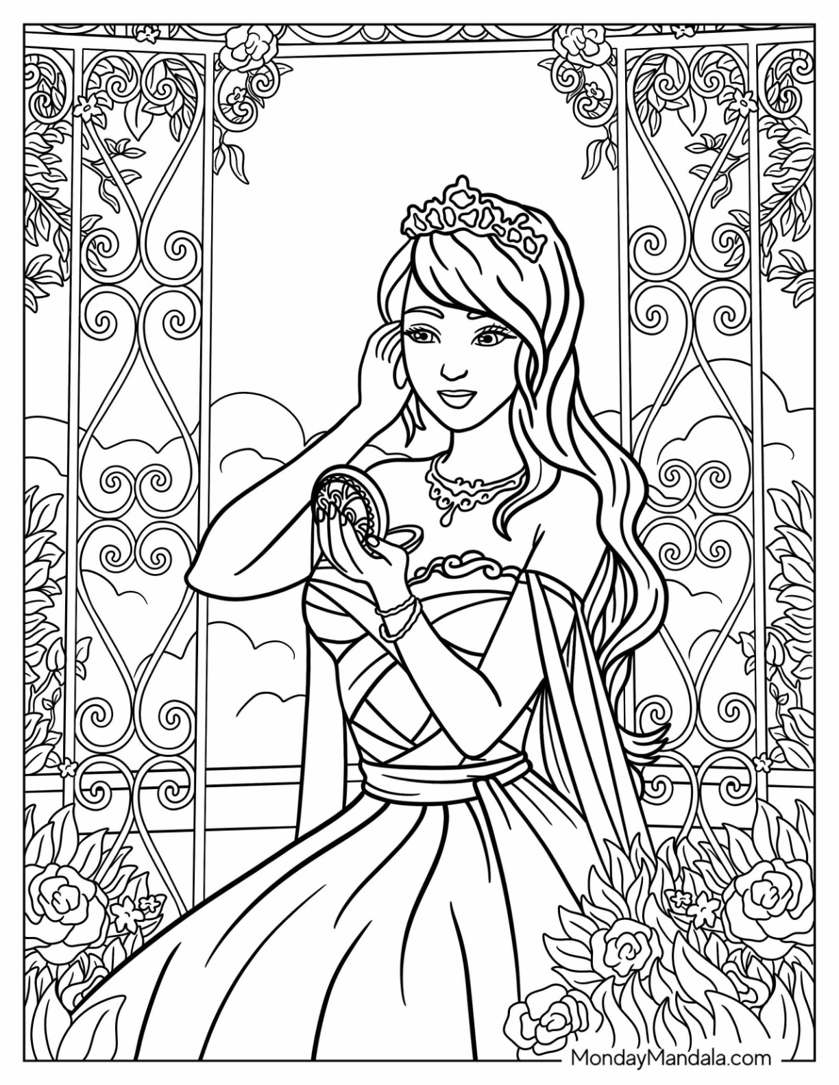 Princess coloring pages free pdf printables