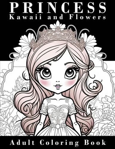 Princess kawaii and flowers coloring book cute portraits of girls faces fashion and gorgeous floral arrangements by shmo designs