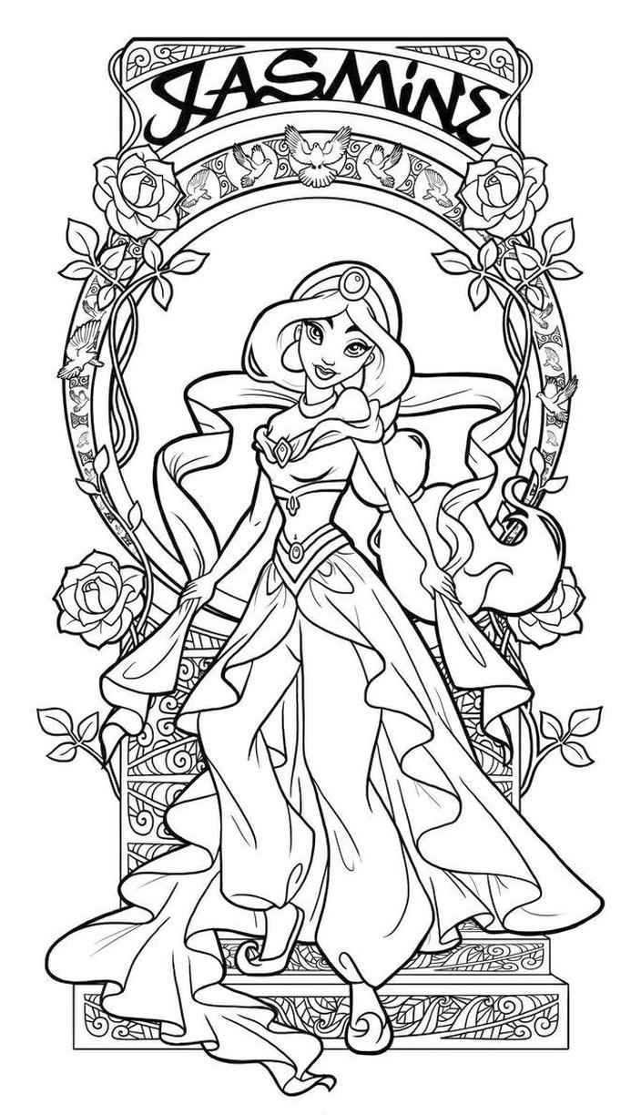 Get this adult coloring pages disney jasmine the arabian night princess