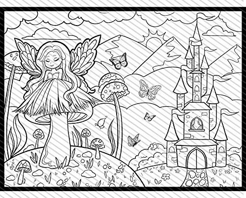 Fairy princess coloring page fairy coloring sheet fairy tale fantasy themed jumbo coloring book for kids and adults handmade products