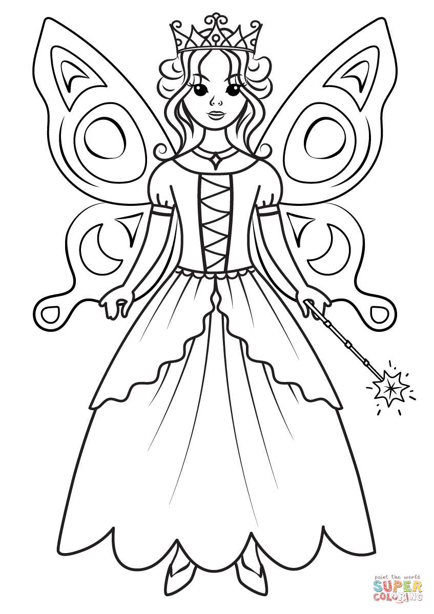 Princess fairy coloring page free printable coloring pages