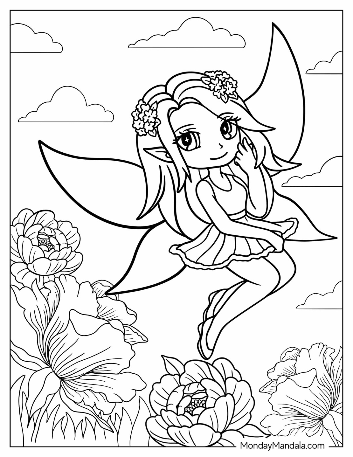 Fairy coloring pages free pdf printables