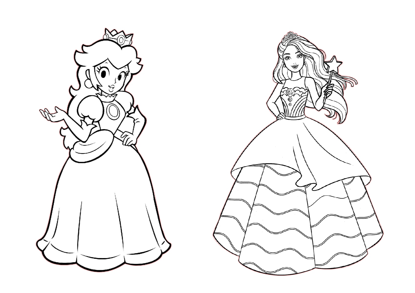 Coloring pages princess coloring pages to print printable peach and barbie fairy color craft