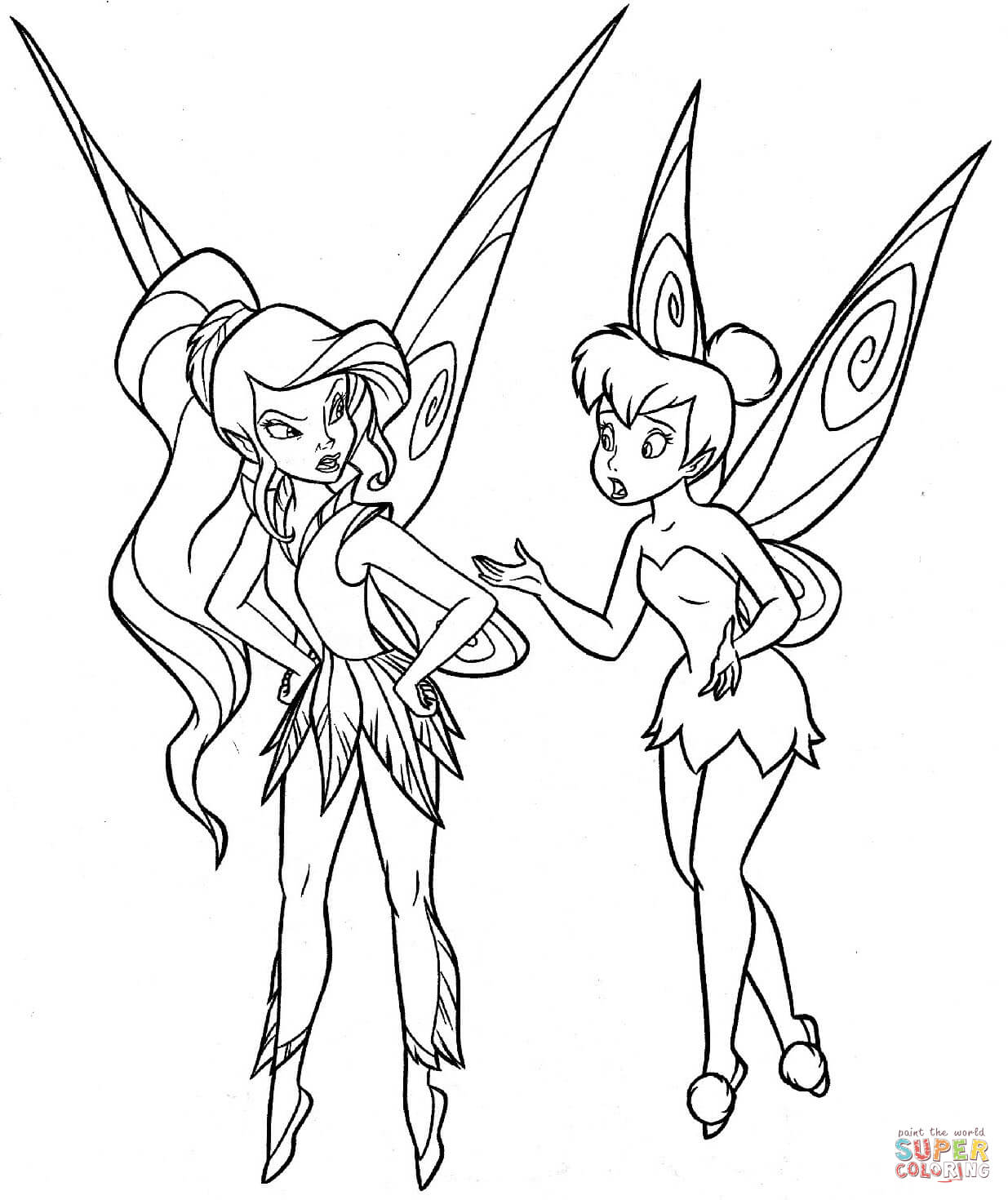 Two fairies coloring page free printable coloring pages