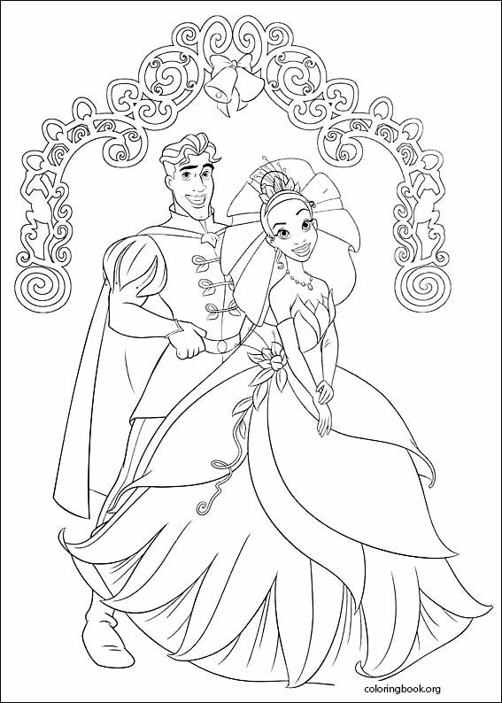 The princess and the frog coloring page