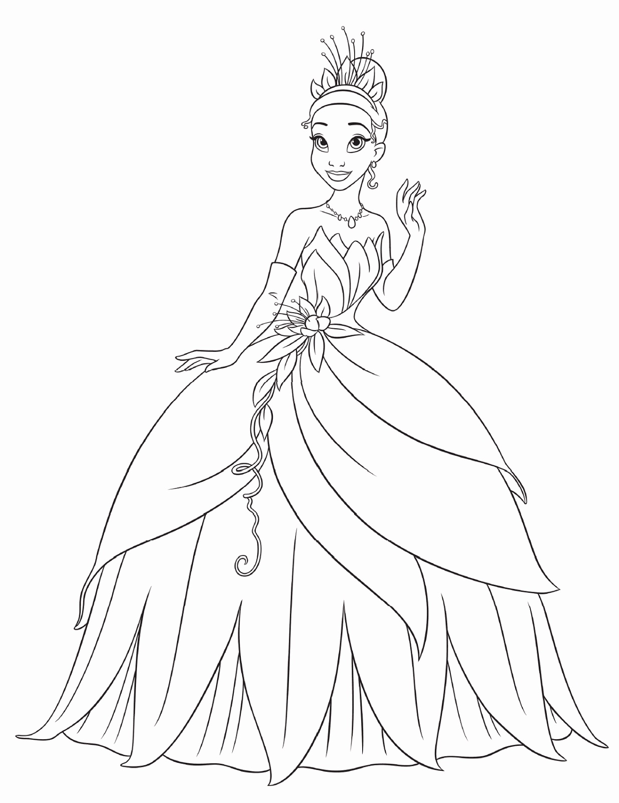 Free printable princess tiana coloring pages for kids