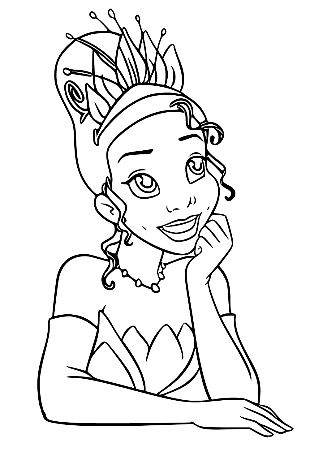 Free printable tiana crown coloring page for adults and kids