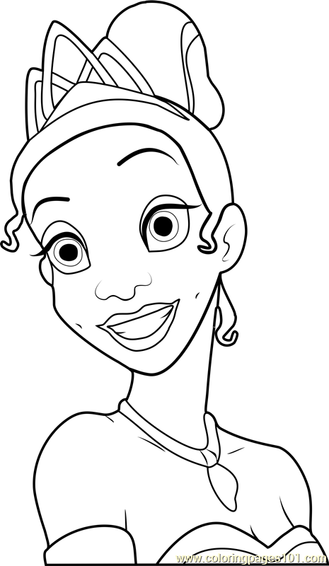 Tiana princess coloring page for kids