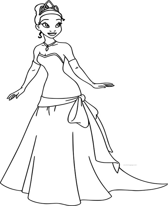 Free easy to print tiana coloring pages