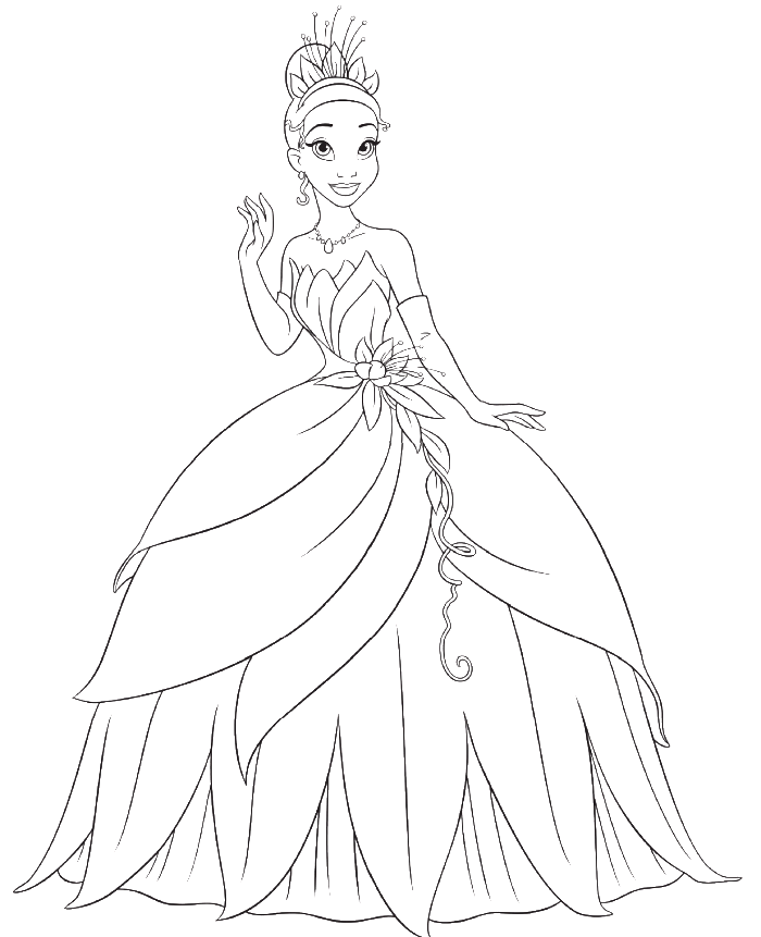 Tiana coloring pages printable for free download