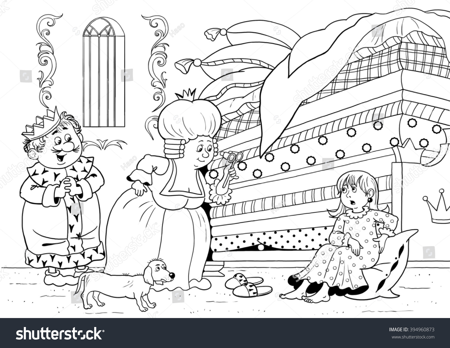 Princess on pea fairy tale illustration stock illustration