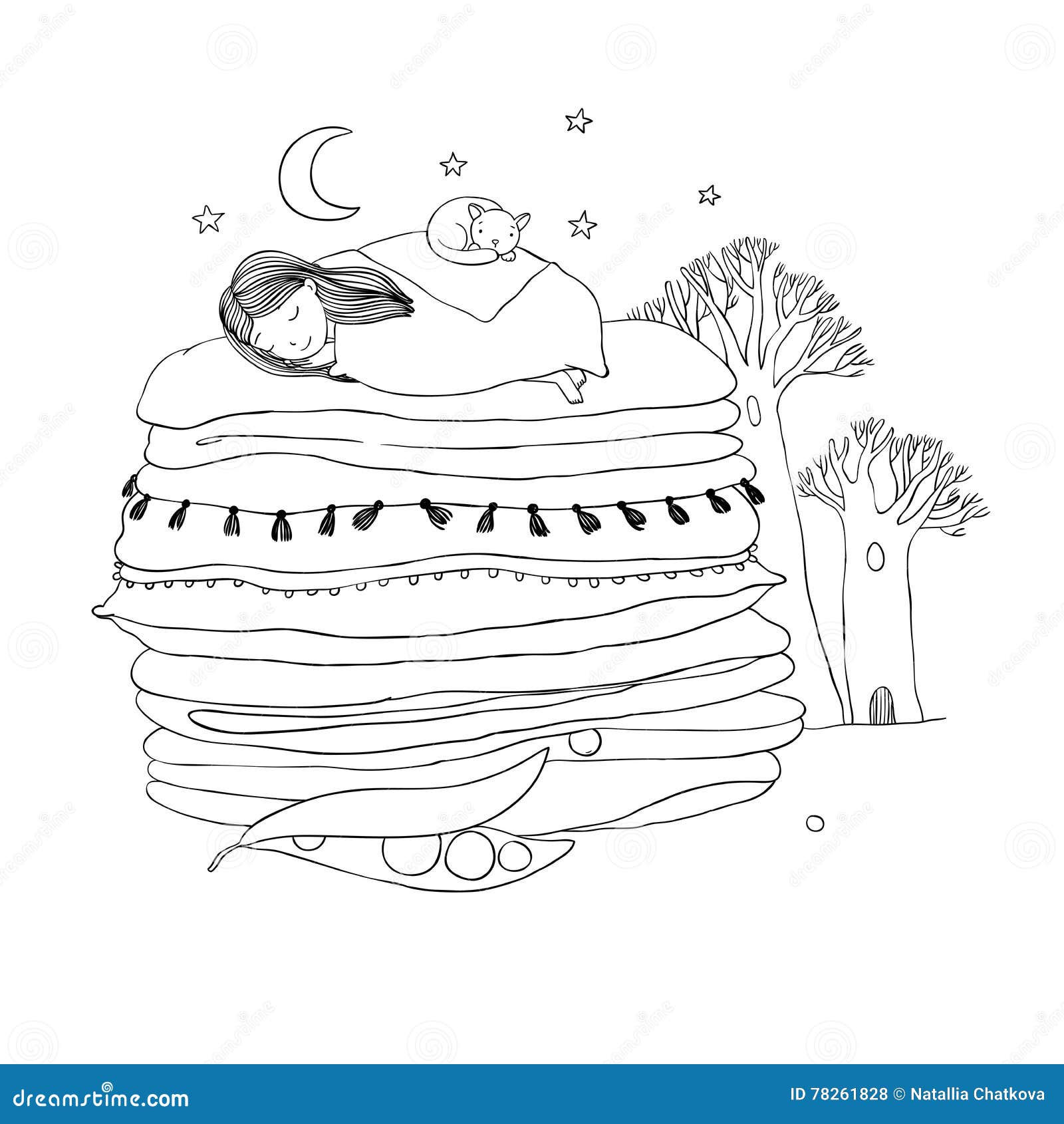 Princess on the pea stock vector illustration of crown