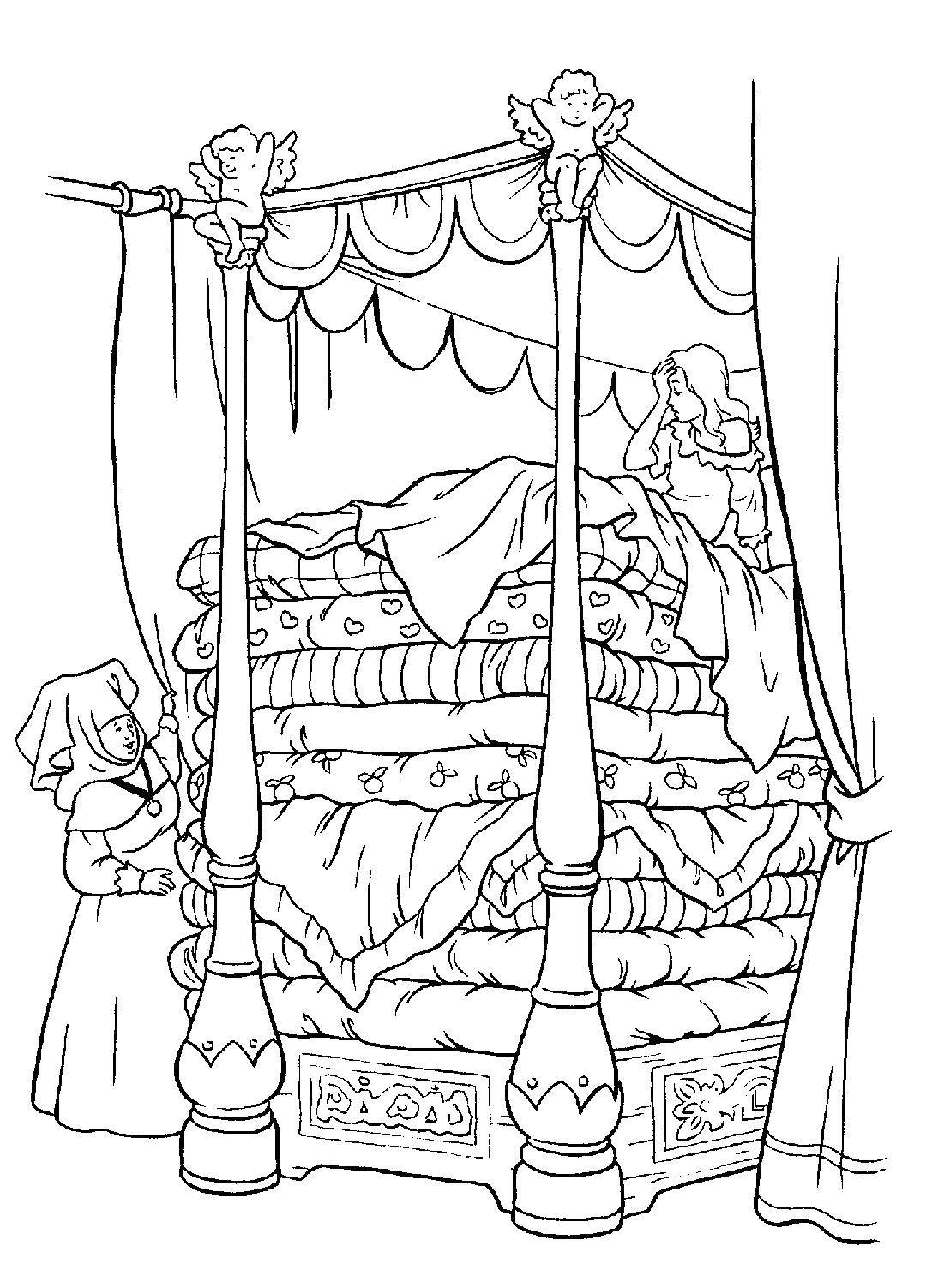 Online coloring pages coloring page the princess and the pea the princess and the pea coloring pages for kids