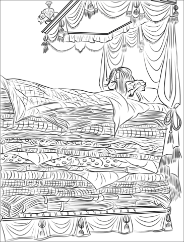 Princess on the pea coloring page free printable coloring pages