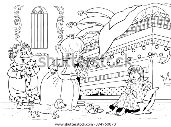 Princess on pea fairy tale illustration stock illustration