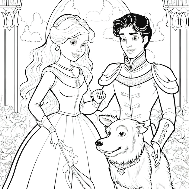 Premium ai image a coloring page for a princess and the pea