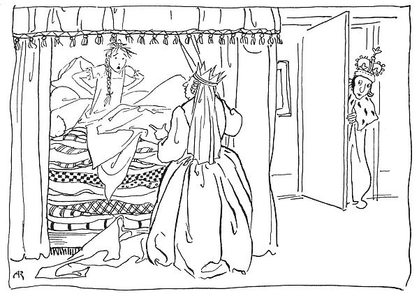 The princess and the pea drawing by arthur rackham for