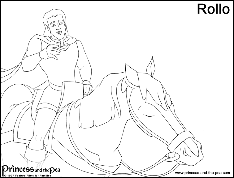 The princess and the pea coloring page