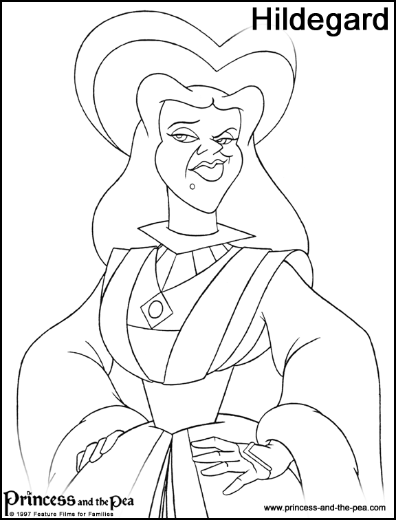 The princess and the pois pea coloring page