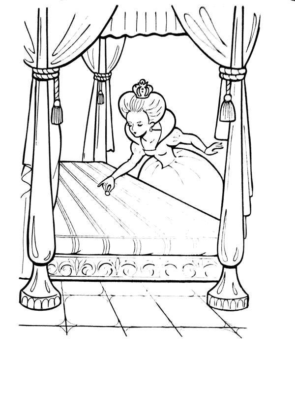 Online coloring pages coloring page the pea for the princess the princess and the pea download print coloring page