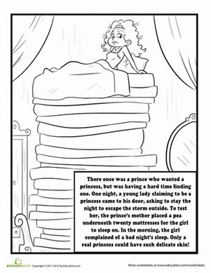 The princess and the pea worksheet education princess and the pea fairy tales fairy tales preschool