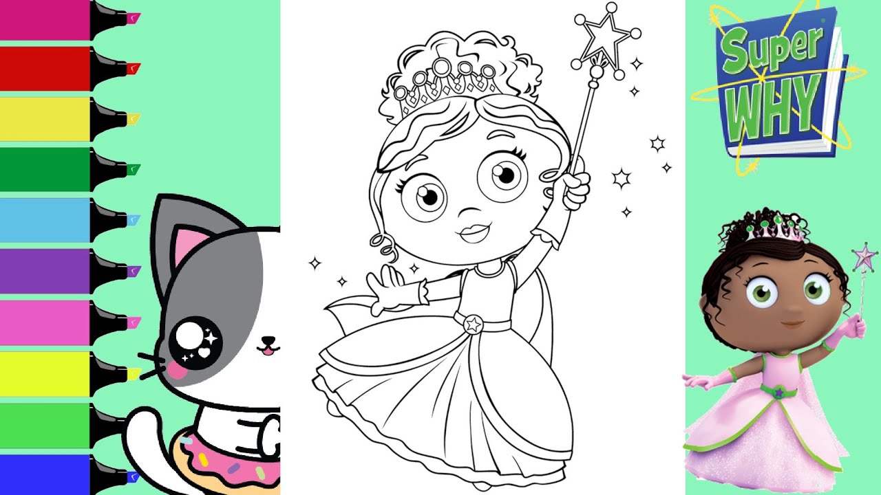 Coloring super why princess presto fairy princess pea coloring book sprinkled donuts jr