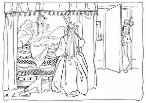 The princess and the pea drawing by arthur rackham for