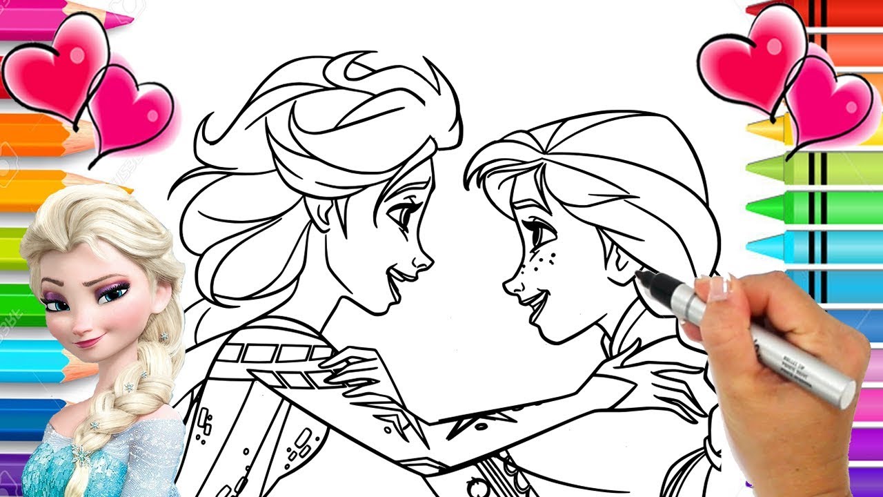 Elsa and anna coloring page frozen coloring book disney frozen coloring pages