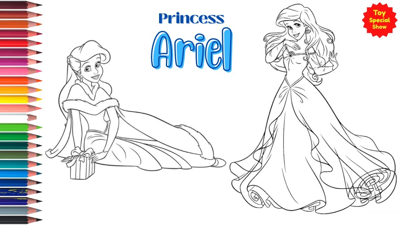 How to colour ariel disney princess colouring for kids