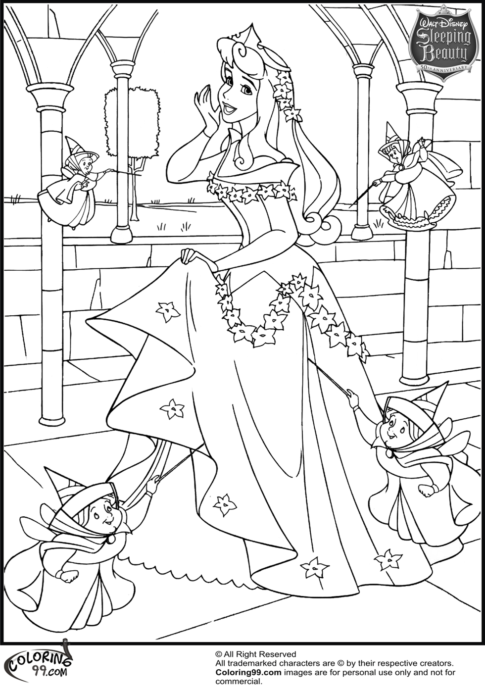 Disney princess aurora coloring pages team colors