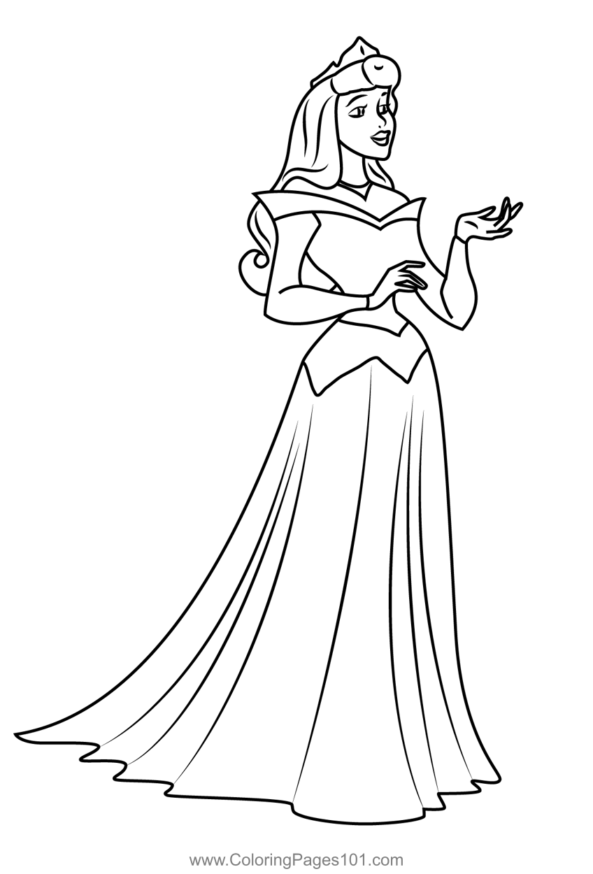 Princess aurora the sleeping beauty coloring page for kids